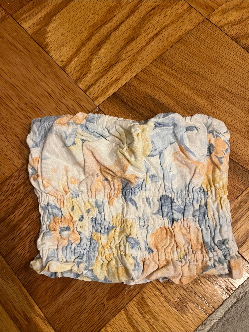 Abercrombie Linen-Blend Strapless Crop Top
